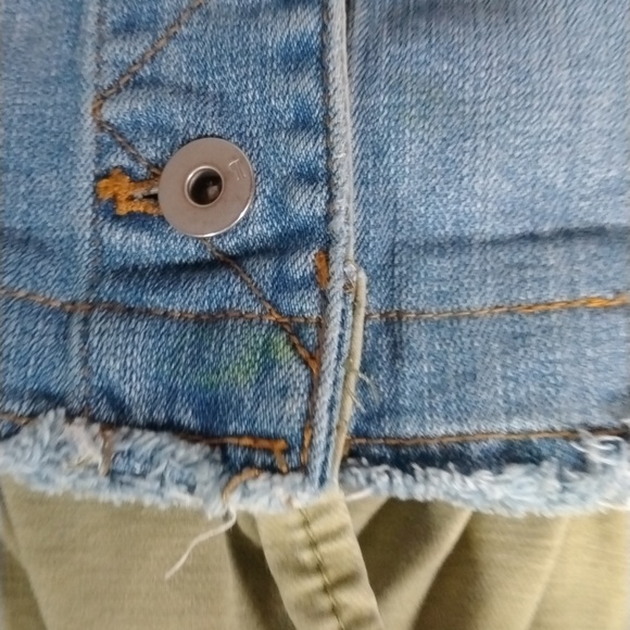 Anthropologie Women's Pilcro &Letterpress Green Ruffled Denim Jacket XS Spring - Picture 12 of 12